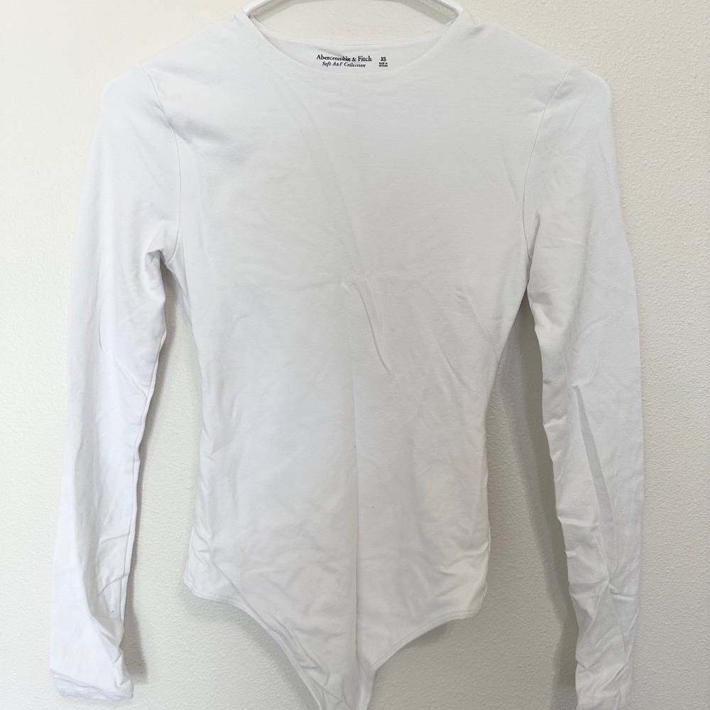Abercrombie White Long Sleeve Bodysuit